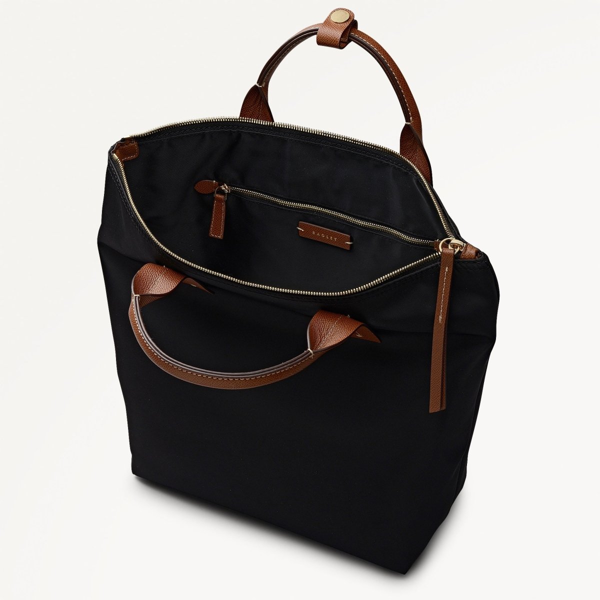 The Townley Medium Ziptop Backpack Black - RUTHERFORD & Co