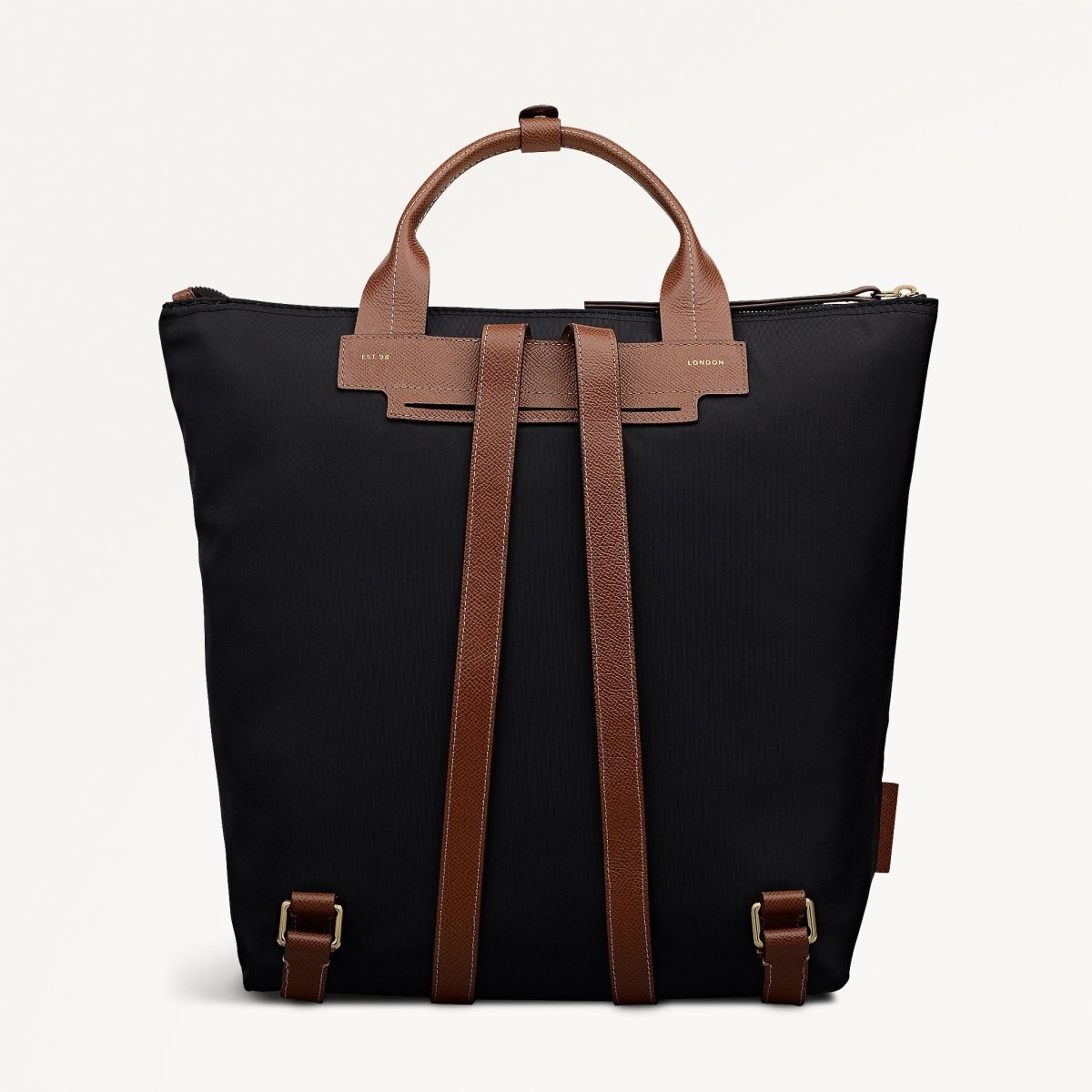 The Townley Medium Ziptop Backpack Black - RUTHERFORD & Co