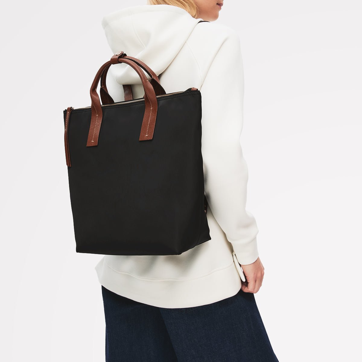 The Townley Medium Ziptop Backpack Black - RUTHERFORD & Co