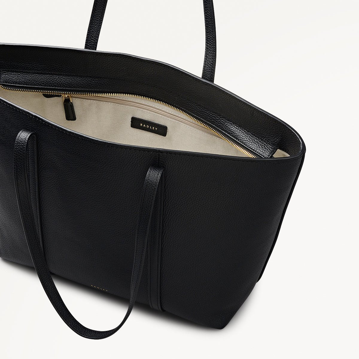 The Weekly Leather Large Ziptop Tote Bag In Black - RUTHERFORD & Co