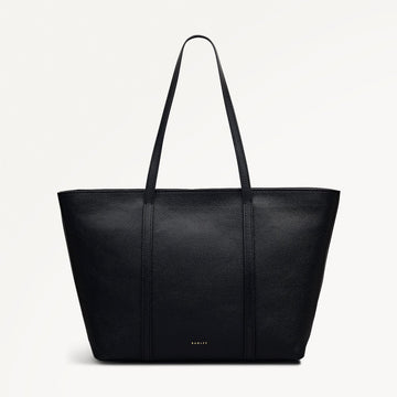 The Weekly Leather Large Ziptop Tote Bag In Black - RUTHERFORD & Co
