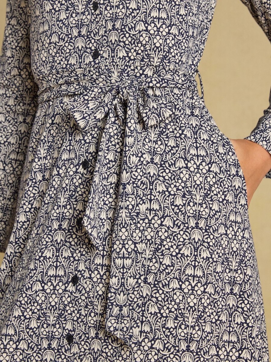 Theodora Jersey Shirt Midi Dress - Navy - RUTHERFORD & Co