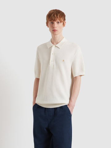 Thornley Knitted Polo Shirt In Ecru - RUTHERFORD & Co