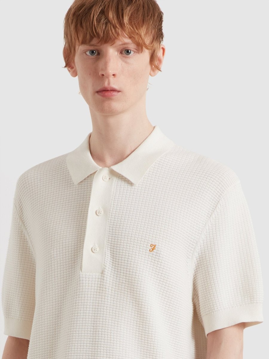 Thornley Knitted Polo Shirt In Ecru - RUTHERFORD & Co