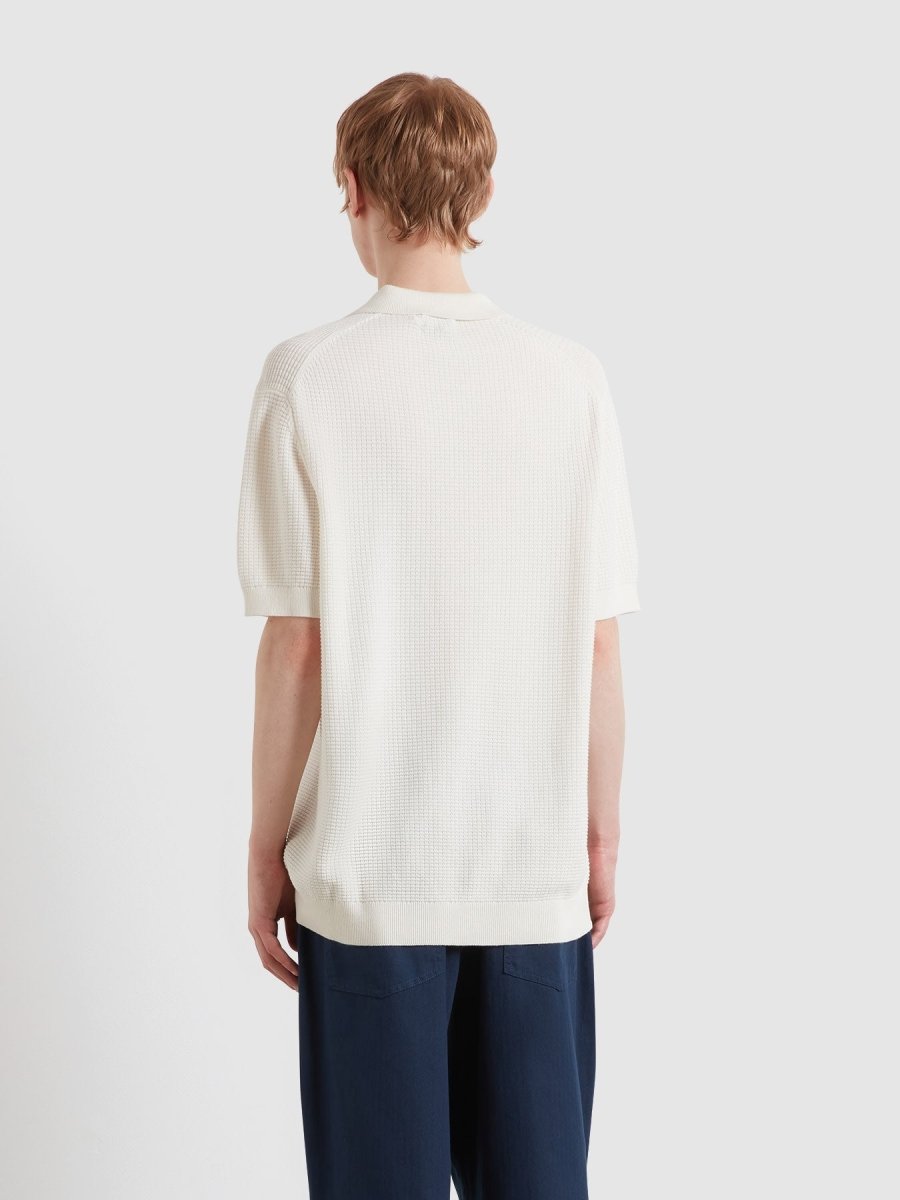 Thornley Knitted Polo Shirt In Ecru - RUTHERFORD & Co