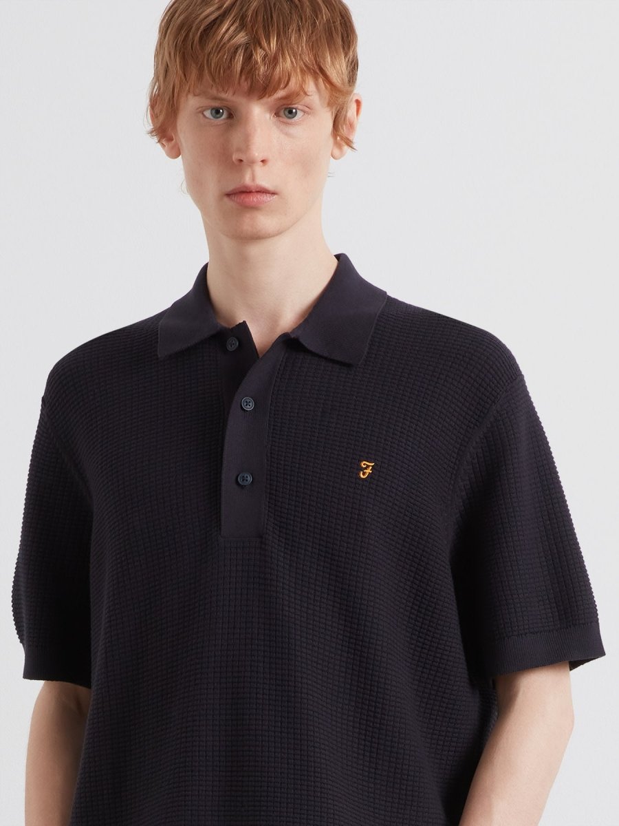 Thornley Knitted Polo Shirt In True Navy - RUTHERFORD & Co