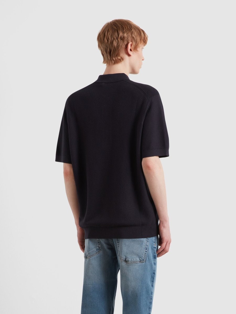 Thornley Knitted Polo Shirt In True Navy - RUTHERFORD & Co