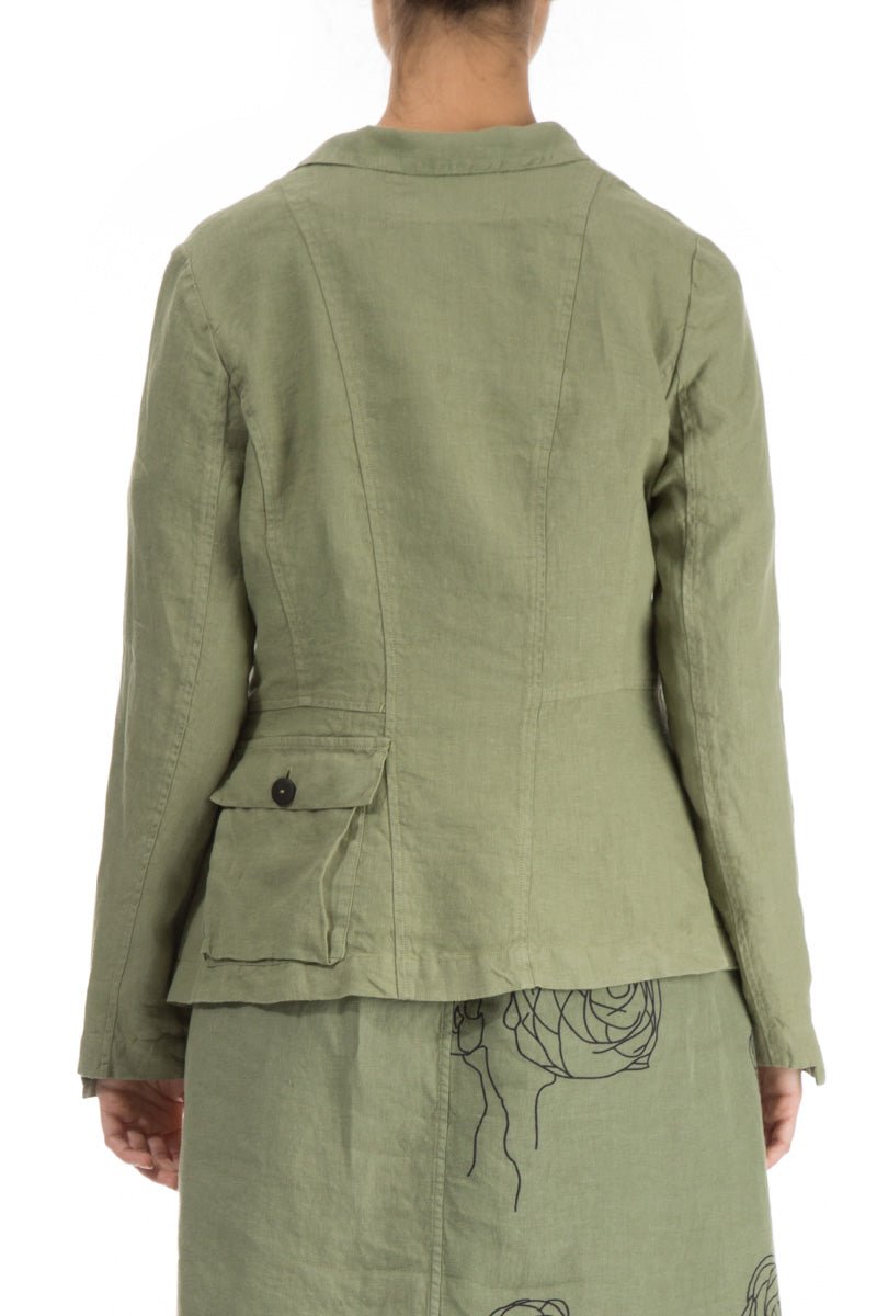 Three Pockets Khaki Linen Blazer Jacket - RUTHERFORD & Co