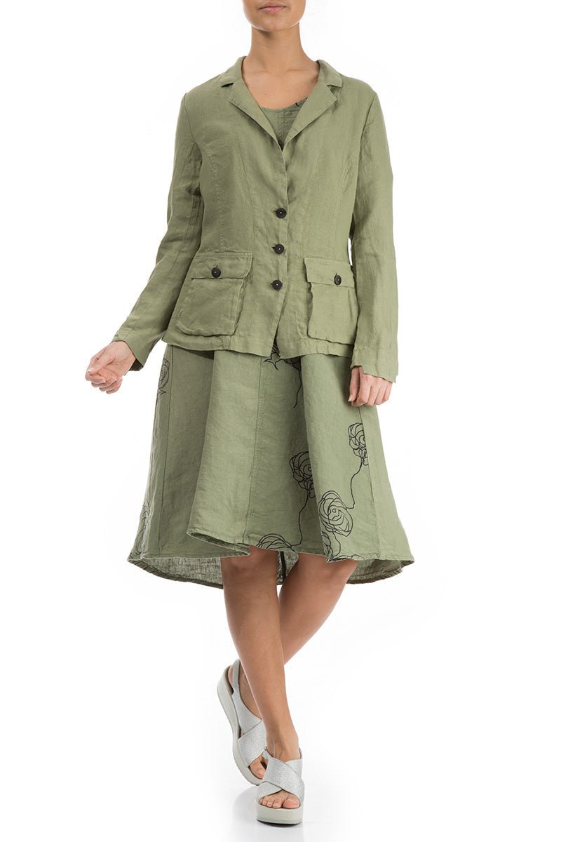 Three Pockets Khaki Linen Blazer Jacket - RUTHERFORD & Co