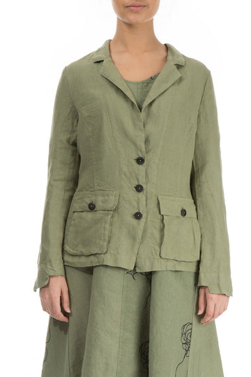 Three Pockets Khaki Linen Blazer Jacket - RUTHERFORD & Co