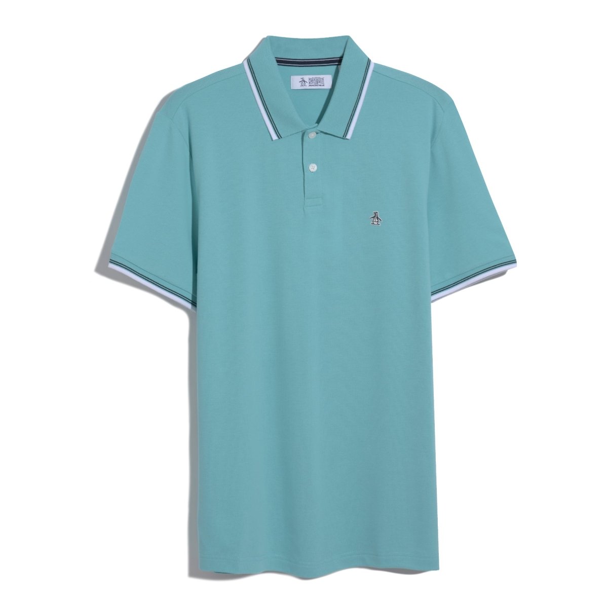 Tipped Pique Polo Shirt In Aquarelle - RUTHERFORD & Co