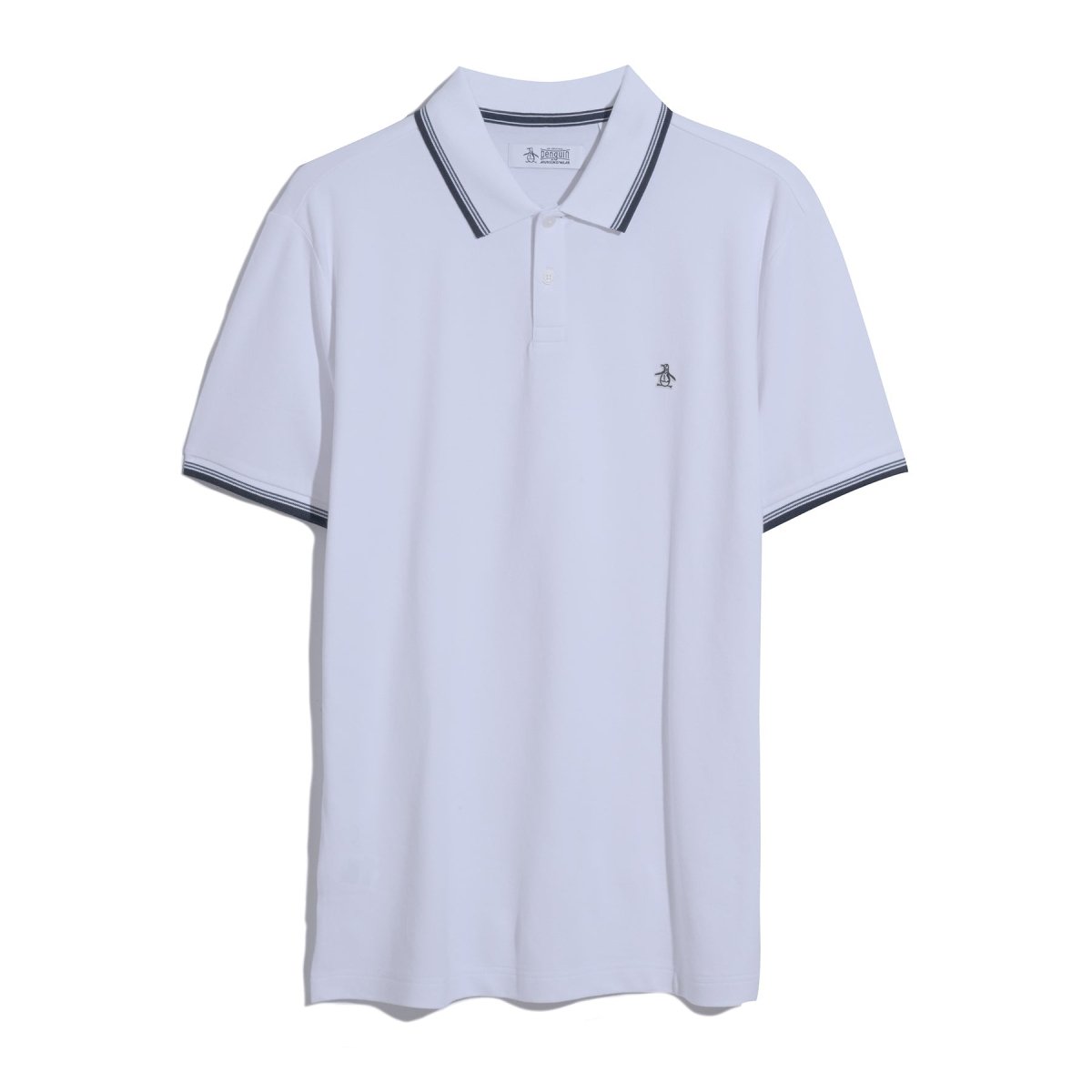Tipped Pique Polo Shirt In Bright White - RUTHERFORD & Co