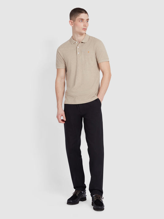 Blanes Organic Cotton Polo Shirt In Hazelnut Marl