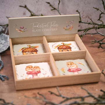Toadstool Tales Harvest Mouse Slate Coaster - RUTHERFORD & Co