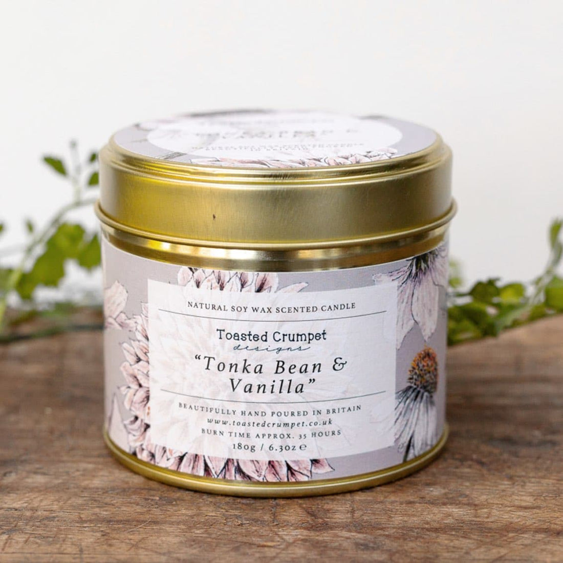 Tonka Bean & Vanilla Candle in a Matt Gold Tin - RUTHERFORD & Co