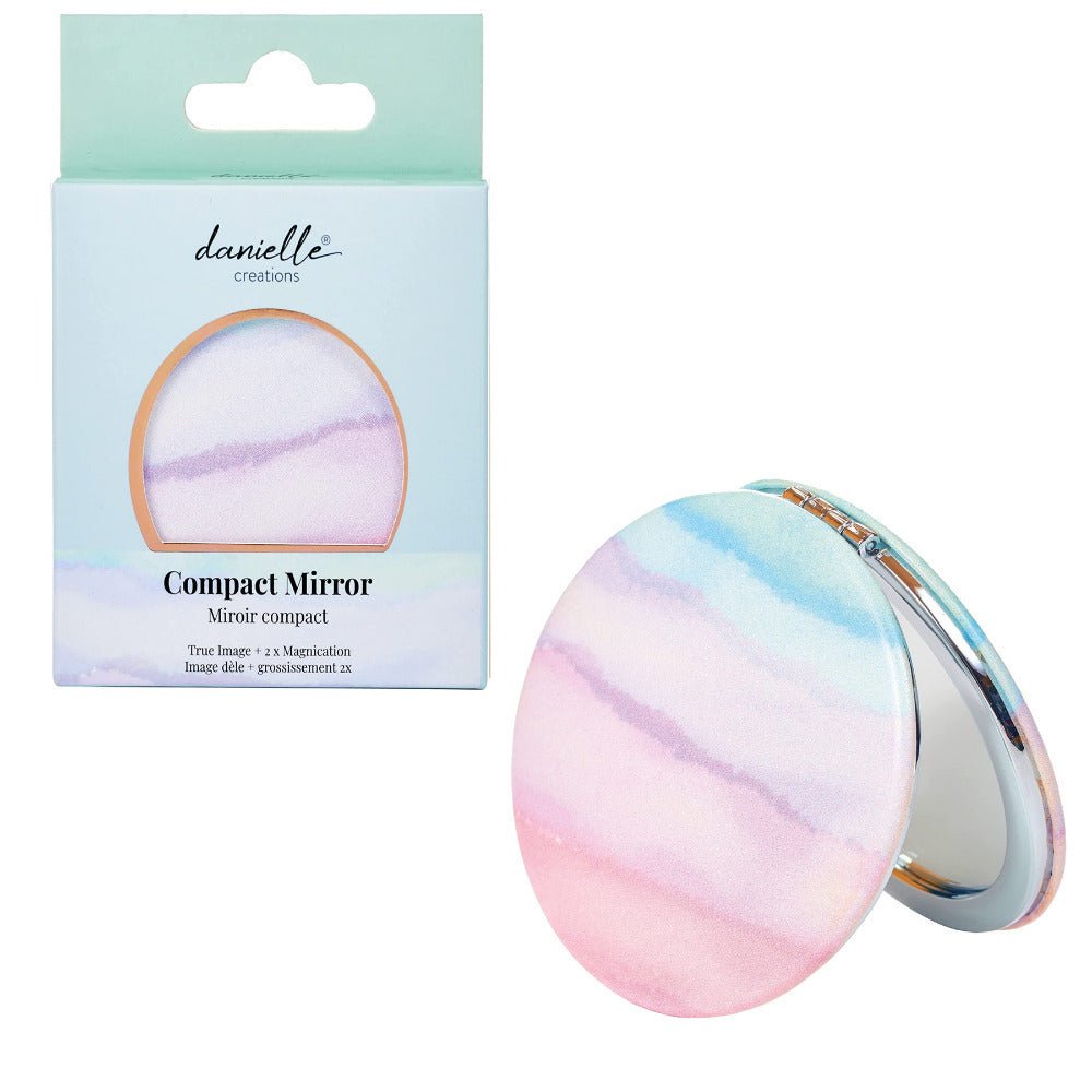 Travel Compact Mirror Makeup Folding Double Sided Pastel Pink & Purple - RUTHERFORD & Co