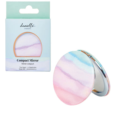 Travel Compact Mirror Makeup Folding Double Sided Pastel Pink & Purple