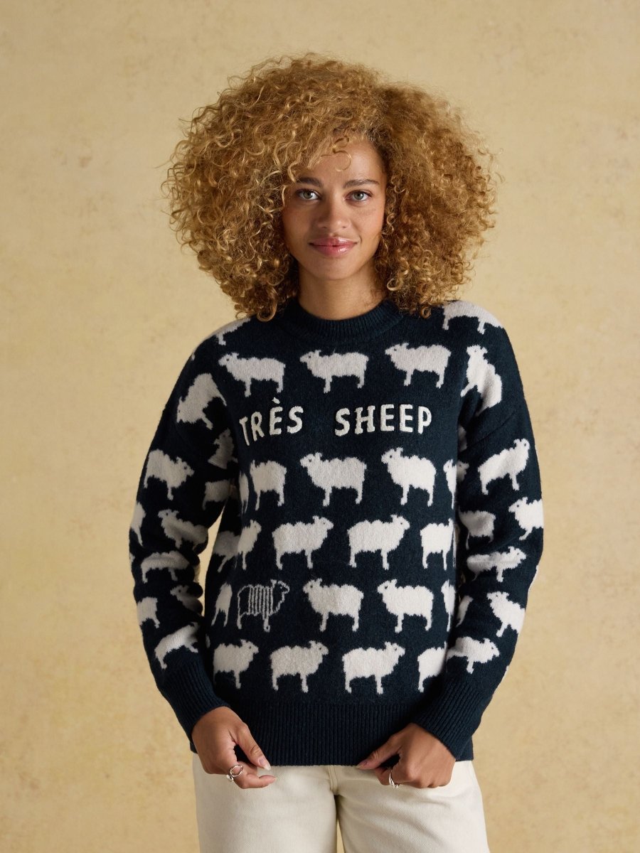 Tres Sheep Intarsia Knitted Jumper - RUTHERFORD & Co