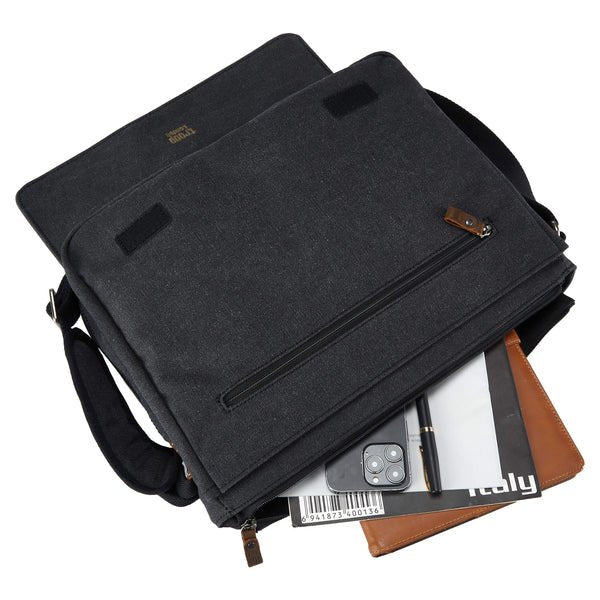TRP0240 Troop London Classic Canvas Laptop Messenger Bag - 16.5 Diagonally - RUTHERFORD & Co