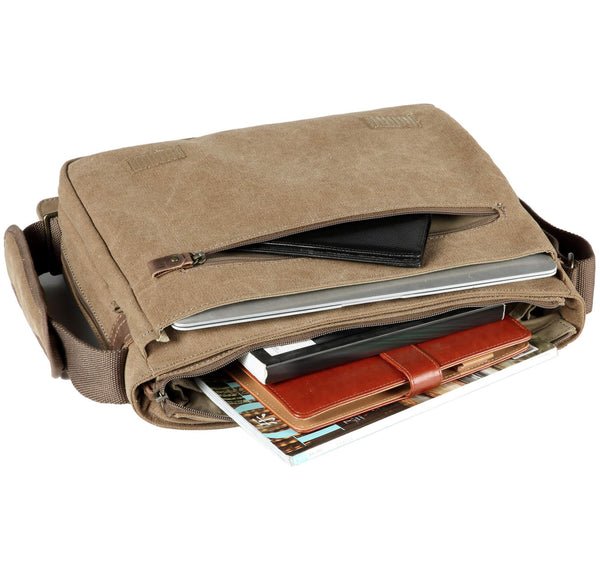 TRP0240 Troop London Classic Canvas Laptop Messenger Bag - 16.5 Diagonally - RUTHERFORD & Co