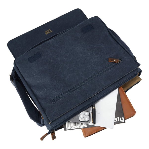 TRP0240 Troop London Classic Canvas Laptop Messenger Bag - 16.5 Diagonally - RUTHERFORD & Co