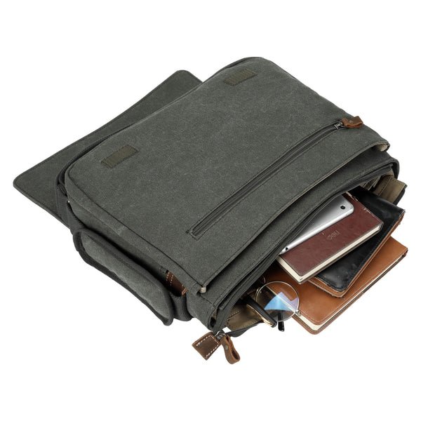 TRP0240 Troop London Classic Canvas Laptop Messenger Bag - 16.5 Diagonally - RUTHERFORD & Co
