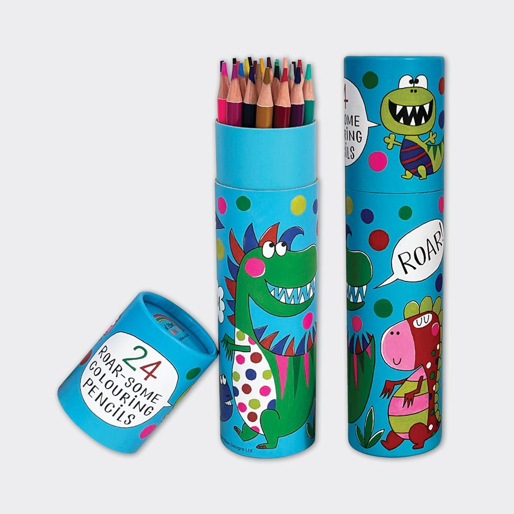 Tube of 24 Colouring Pencils - Roar-some Dinosaur - RUTHERFORD & Co