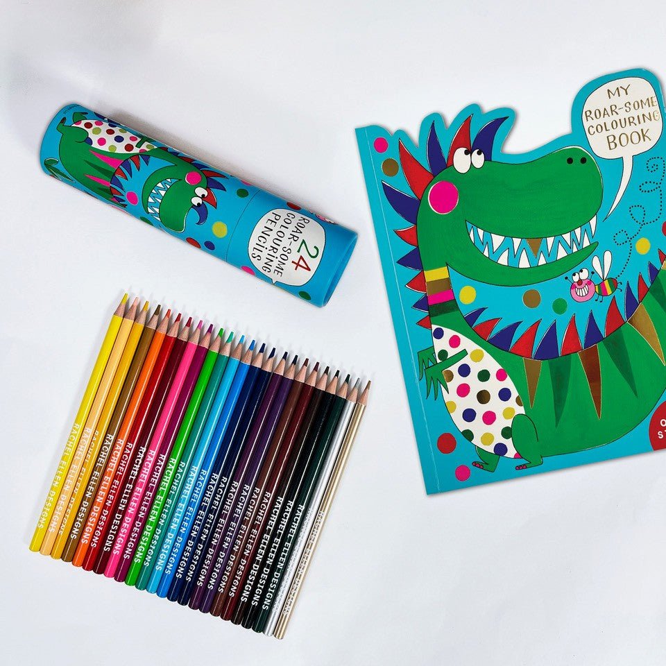 Tube of 24 Colouring Pencils - Roar-some Dinosaur - RUTHERFORD & Co