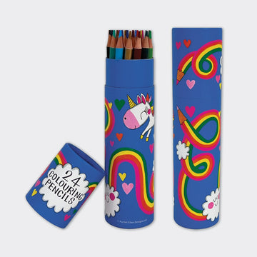 Tube of 24 Colouring Pencils - Unicorn & Rainbow - RUTHERFORD & Co