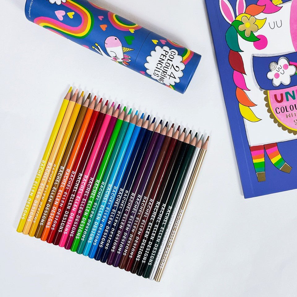 Tube of 24 Colouring Pencils - Unicorn & Rainbow - RUTHERFORD & Co