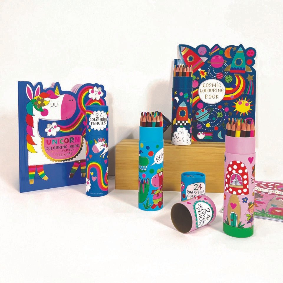 Tube of 24 Colouring Pencils - Unicorn & Rainbow - RUTHERFORD & Co