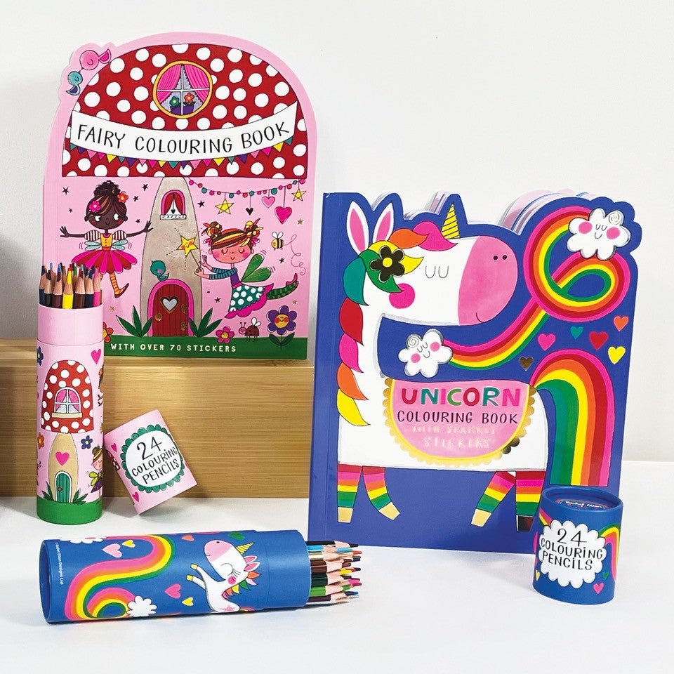 Tube of 24 Colouring Pencils - Unicorn & Rainbow - RUTHERFORD & Co