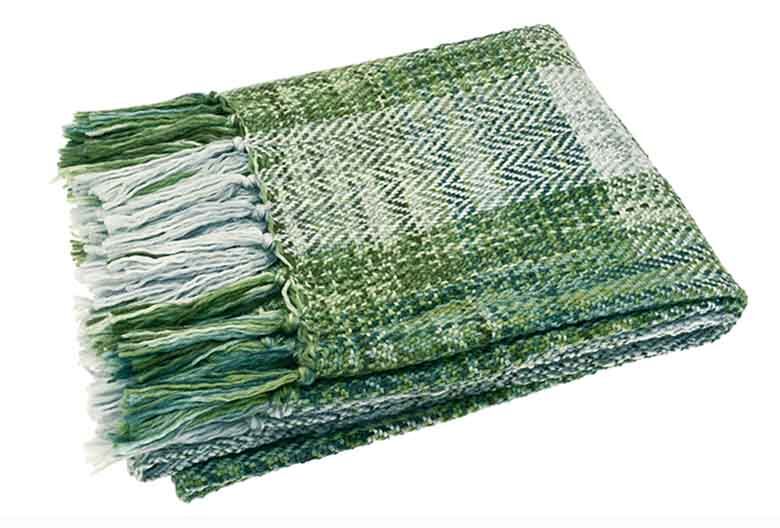 Tweed check throw olive - RUTHERFORD & Co