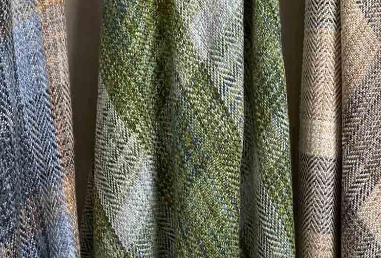 Tweed check throw olive - RUTHERFORD & Co