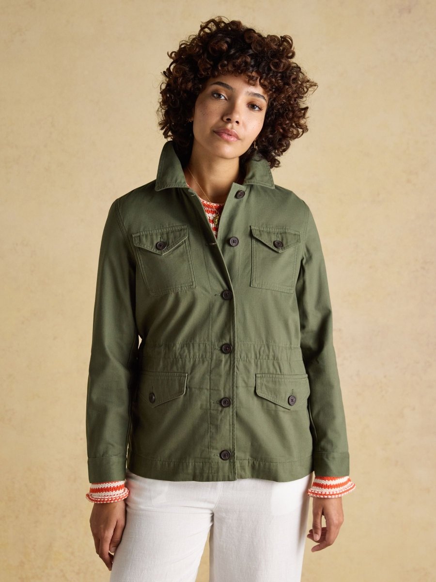 Twyford Khaki Green Lightweight Utility Jacket - RUTHERFORD & Co
