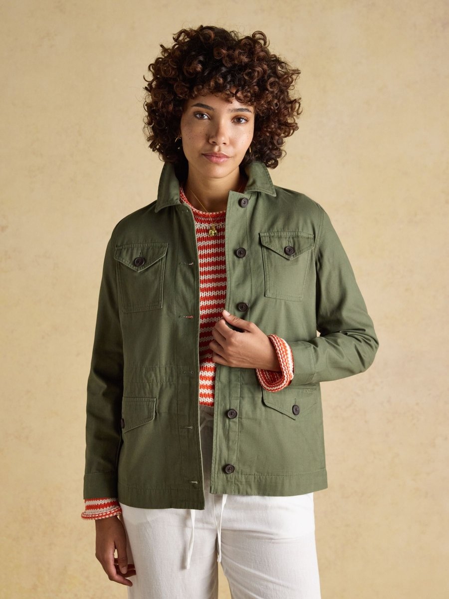 Twyford Khaki Green Lightweight Utility Jacket - RUTHERFORD & Co