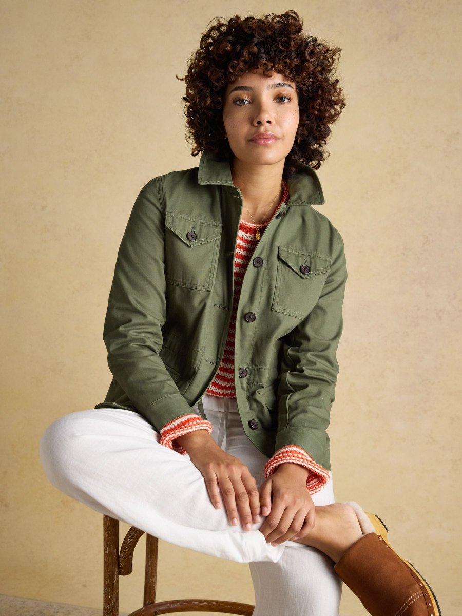 Twyford Khaki Green Lightweight Utility Jacket - RUTHERFORD & Co