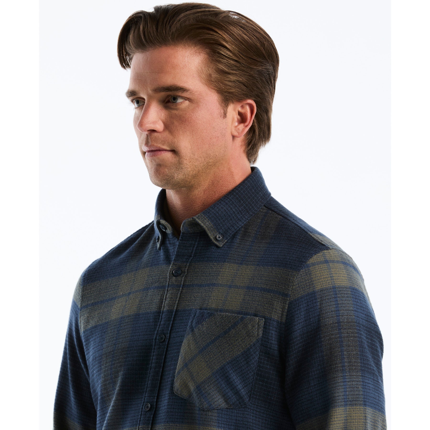 Lightweight Plaid Flannel Shirt In Sargasso Sea
