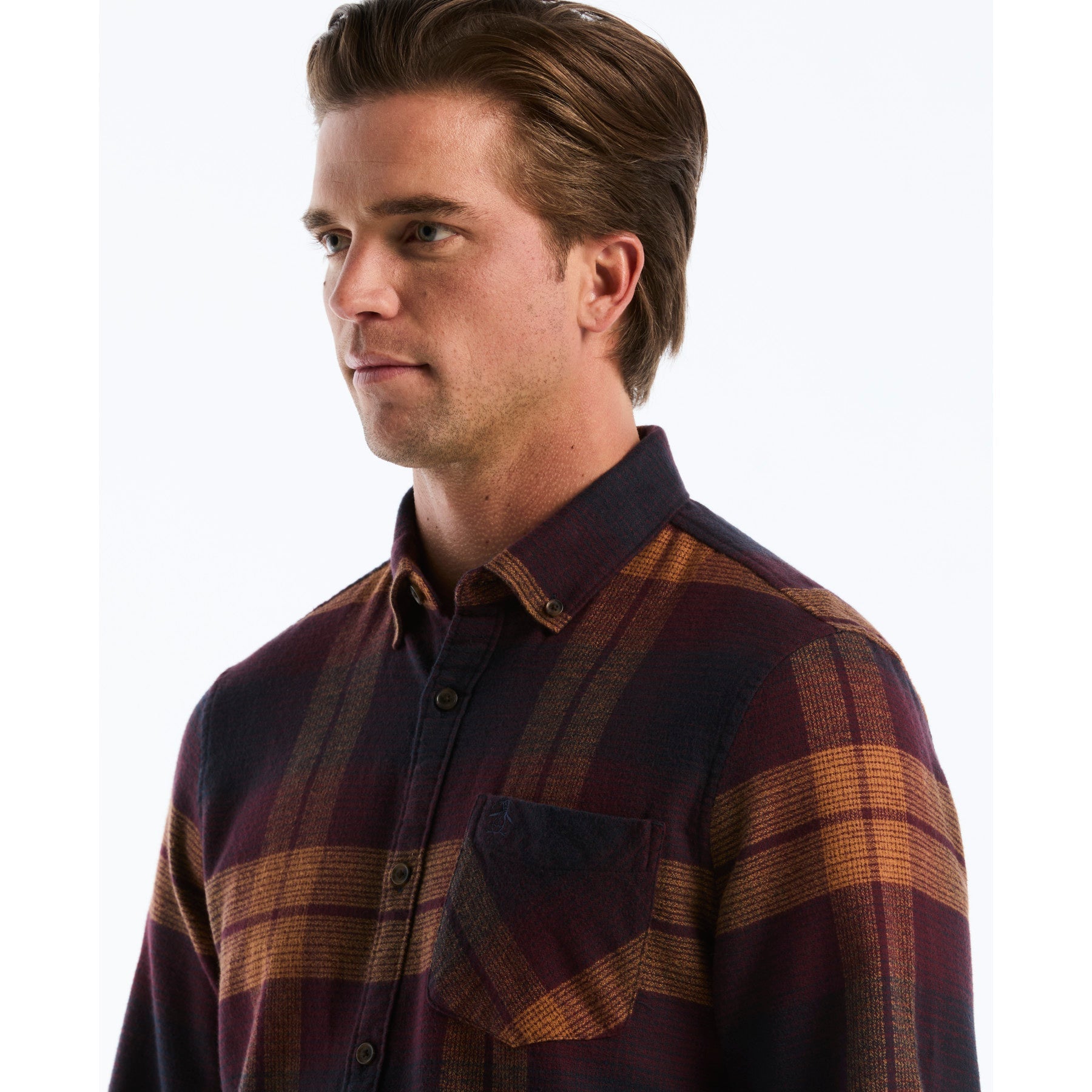 Lightweight Plaid Flannel Shirt In Port Royale
