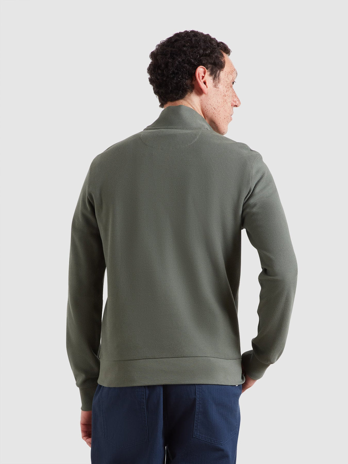 Conrad Textured Quarter Zip Sweatshirt In Rosemary