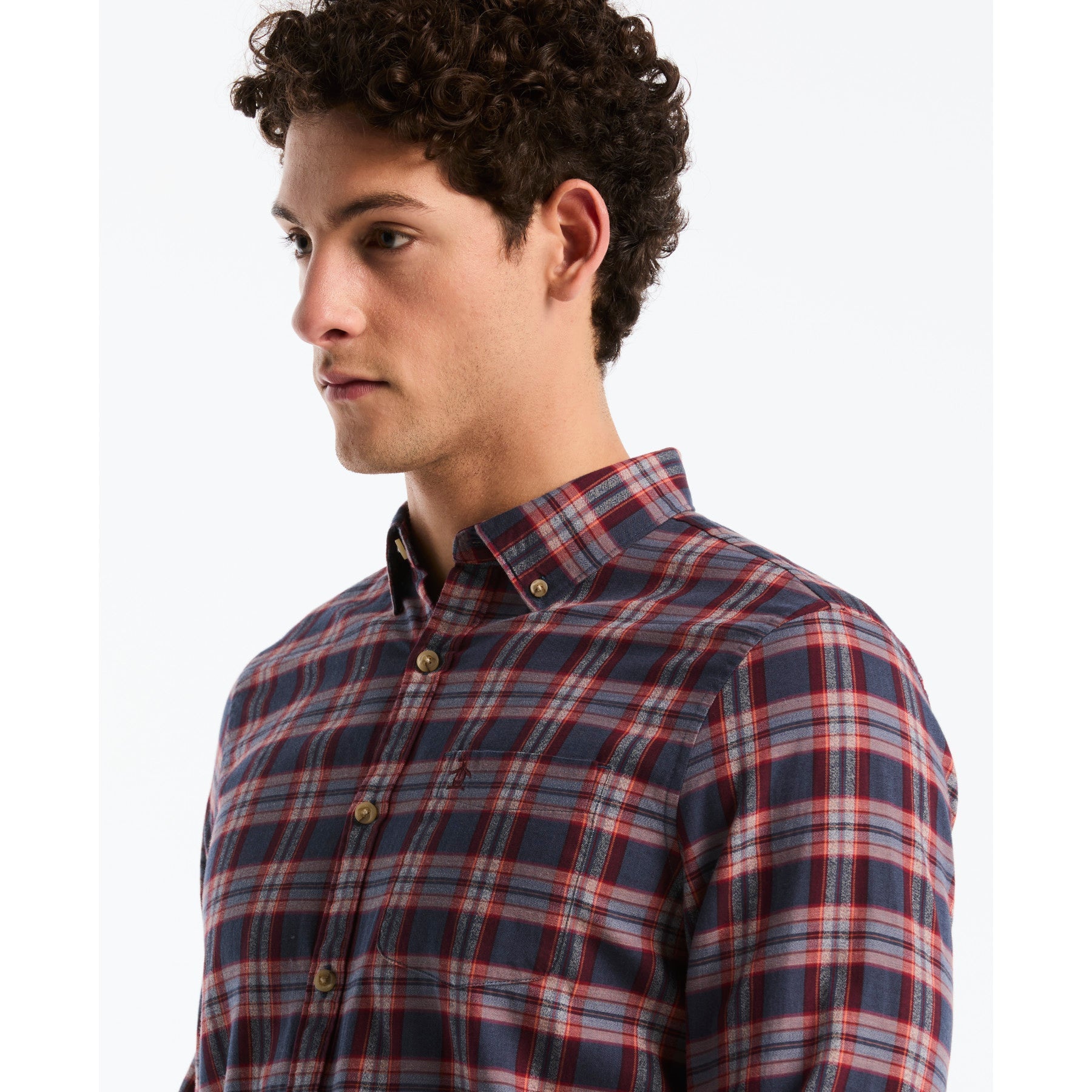 Twill Jaspe Plaid Shirt In Dark Sapphire