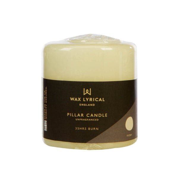 UNFRAGRANCED IVORY PILLAR CANDLE - 7CM X 8CM - RUTHERFORD & Co