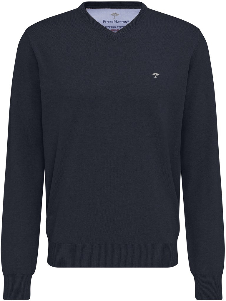V-Neck, Navy - RUTHERFORD & Co