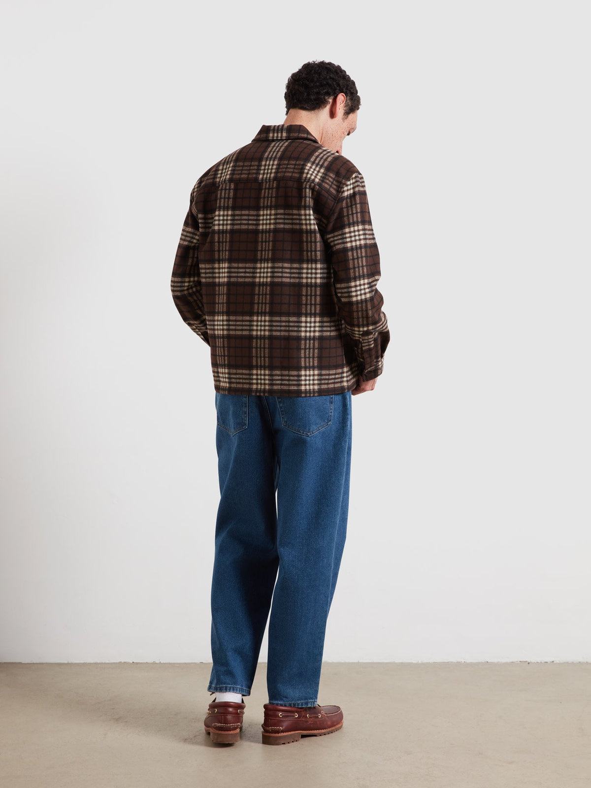 Asher Zipped Check Overshirt In Dark Brown