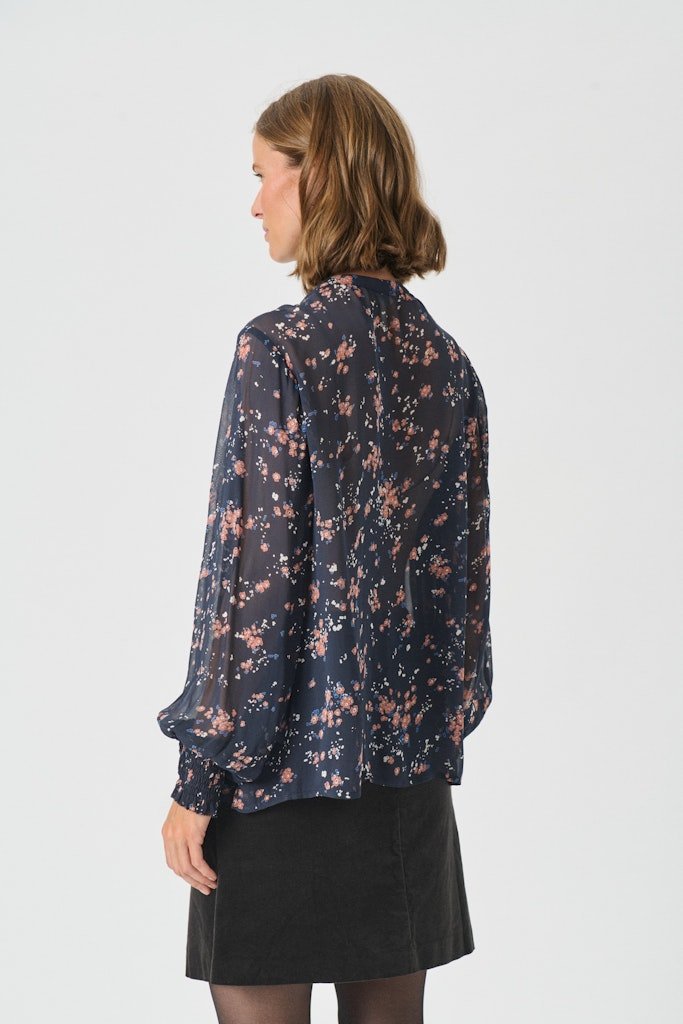 VarinkaPW Bl Blouse - Dark Navy Mini Flower Print - RUTHERFORD & Co
