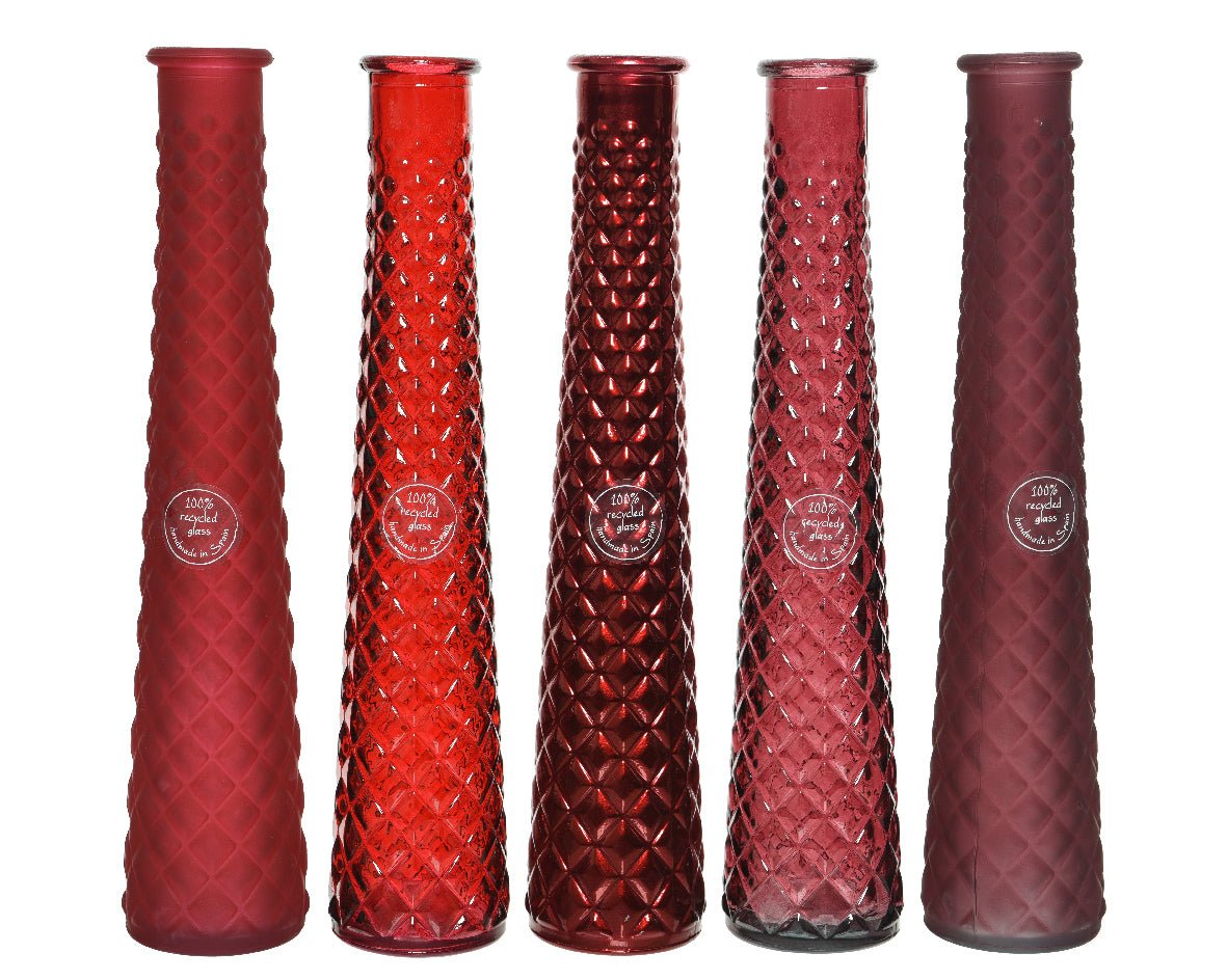 Vase Recycled Glass - Red - 7x32cm - RUTHERFORD & Co