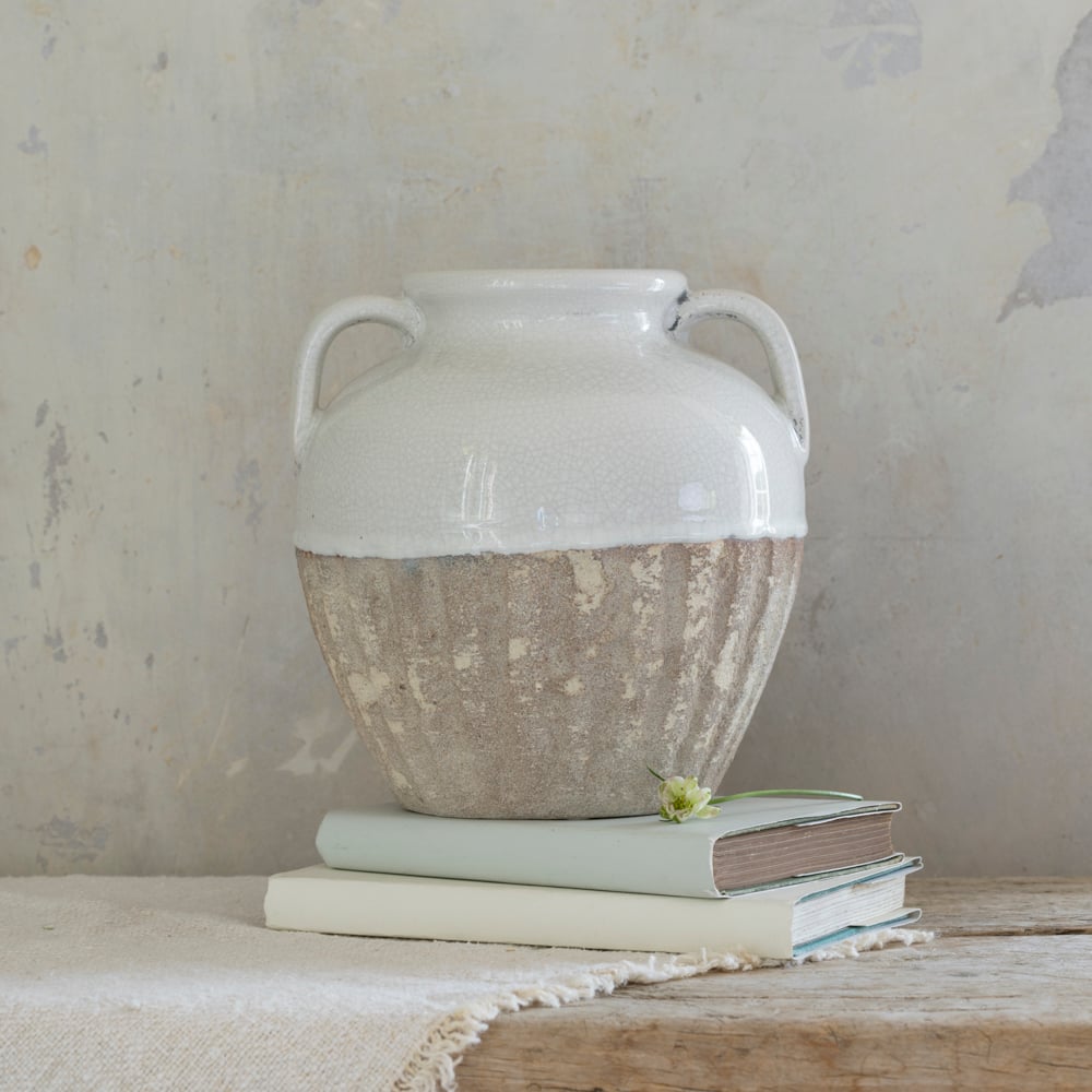 Vase With Handles White Small - RUTHERFORD & Co