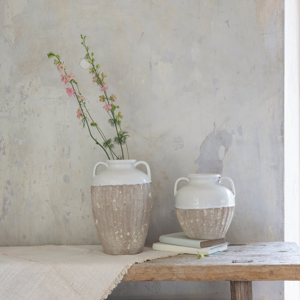 Vase With Handles White Small - RUTHERFORD & Co