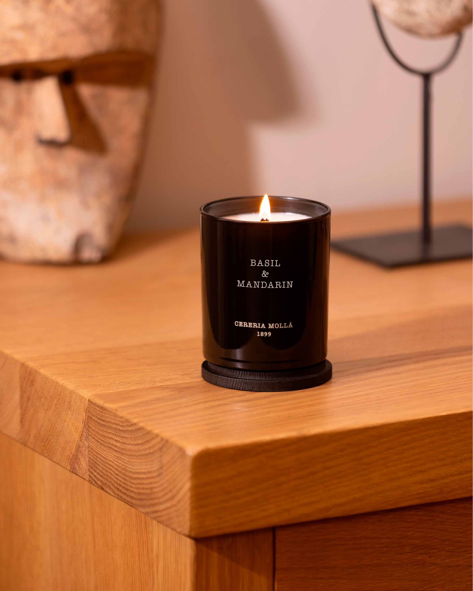 Premium Candle 230g - Basil & Mandarin - Black