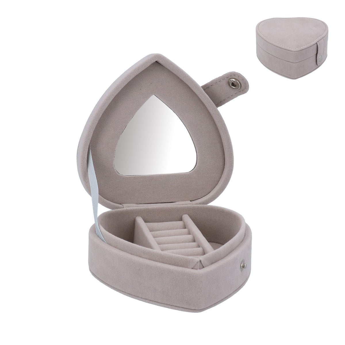 Velvet Jewellery Box 11cm - Grey Heart - RUTHERFORD & Co